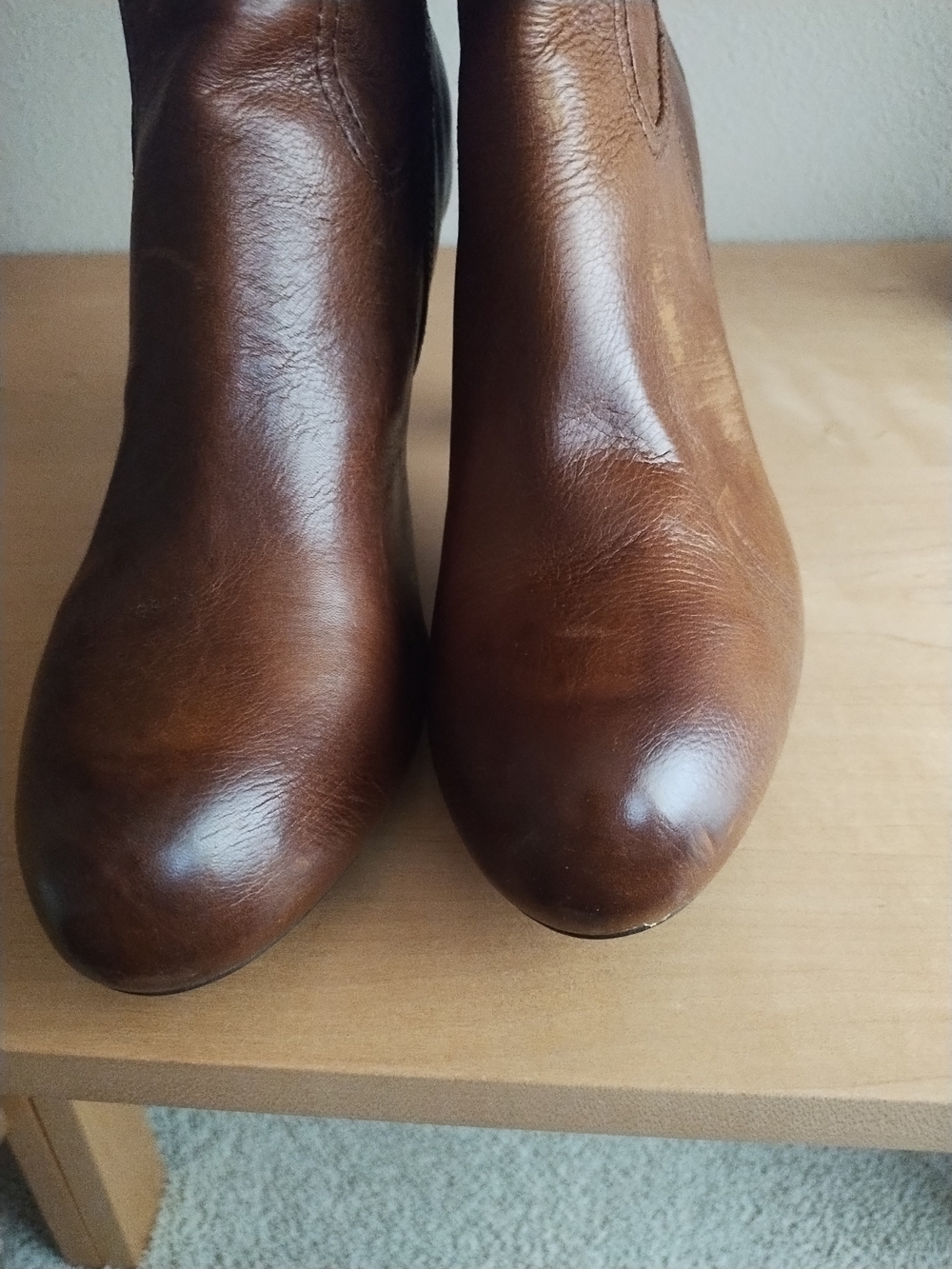 Frye Miranda Zip Leather Knee-High Heeled Boots In Cognac - Picture 10 of 10